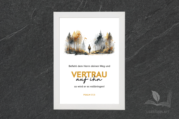 Text: "Vetrau auf ihn"