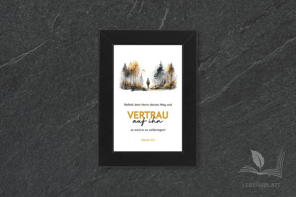 Text: "Vertrau auf ihn"