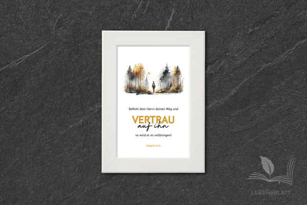 Text: "Vertrau auf ihn"