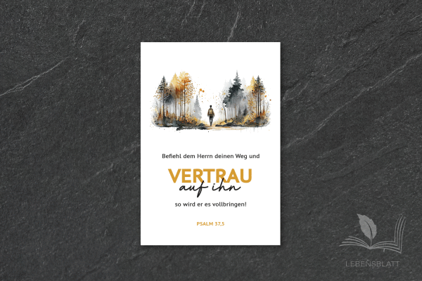Text: "Vertrau auf ihn"