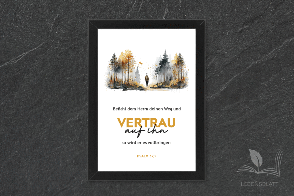 Text: "Vetrau auf ihn"